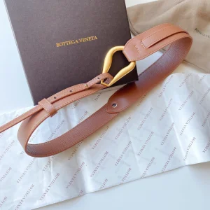 Luxury Womens Belts Bottega Veneta Tan Leather Belt 40MM A175PP240 AA174029