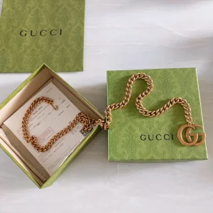 Luxury Womens Belts Gucci GG Marmont Chain Belt in Rose Gold Metal A175PP240 AA174026