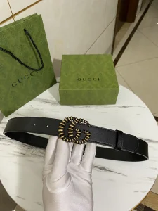 Gucci Double G Buckle Leather Belt Black 30MM 