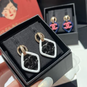 Replica Womens Jewelry Chanel Earring Chanel Black CC Logo Earrings A152PP120 AA175164