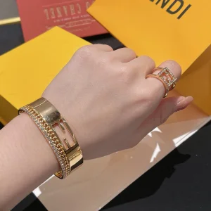 Replica Womens Jewelry Fendi Bracelet Fendi Gold Open Cut Bracelets A152PP150 AA175174