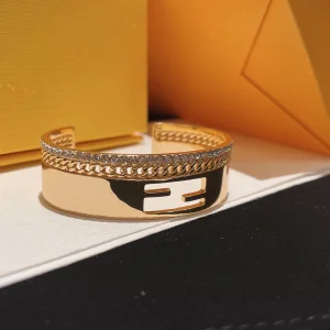 Replica Womens Jewelry Fendi Bracelet Fendi Gold Open Cut Bracelets A152PP150 AA175174