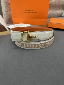 Hermes 2022 Leather Belt White 25MM 