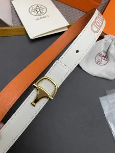 Replica Womens Belts Hermes 2022 Leather Belt in White 25MM A175PP240 AA175589