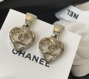 Chanel Earrings Chanel Gold CC Logo Heart Earrings 
