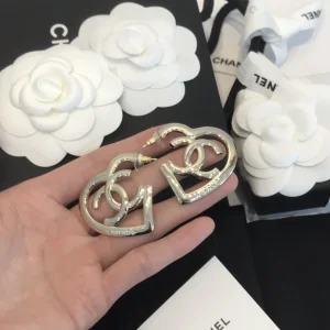 Chanel Earrings Chanel Gold CC Logo Heart Earrings 