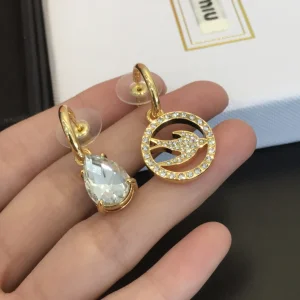 Miu Miu Earrings MiuMiu Crystal Pendant Earrings 