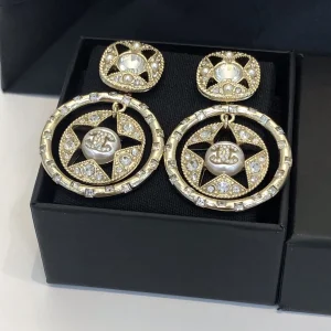 Chanel Crystals Round Star Earrings 