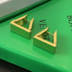 Bottega Veneta Bolt Gold Triangle Hoop Earrings 