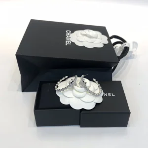 Replica Womens Jewelry Chanel Diamond CC Hoop Earrings A39PP130 AA178235
