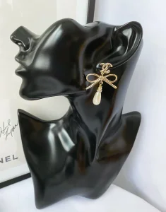 Replica Womens Jewelry Chanel Gold CC Bownot Pearl Earrings A152PP110 AA178400