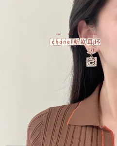 Replica Womens Jewelry Chanel Crystal CC N5 Gold Sequare Earrings A205PP160 AA178952