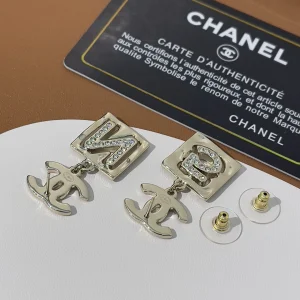 Replica Womens Jewelry Chanel Crystal CC N5 Gold Sequare Earrings A205PP160 AA178952