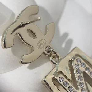 Replica Womens Jewelry Chanel Crystal CC N5 Gold Sequare Earrings A205PP160 AA178952