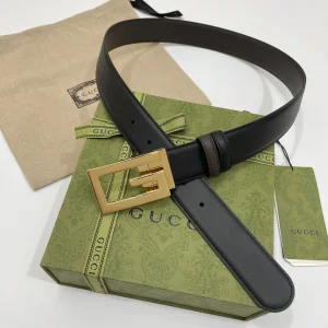Replica Mens Belts Gucci Square G Buckle Belt in Black Leather 35MM A175PP240 AA179433