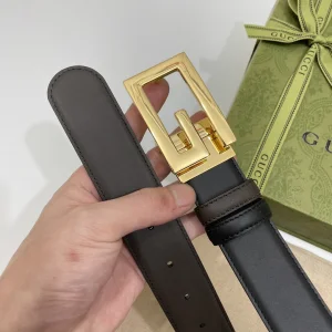 Replica Mens Belts Gucci Square G Buckle Belt in Black Leather 35MM A175PP240 AA179433