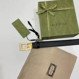 Replica Mens Belts Gucci Square G Buckle Belt in Black Leather 35MM A175PP240 AA179433