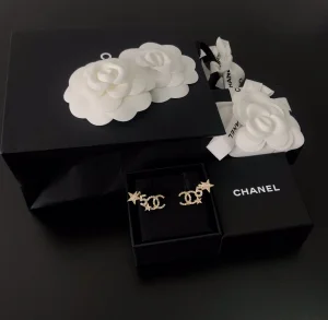 Replica Womens Jewelry Chanel Crystals CC Logo Star Earrings A39PP130 AA179275