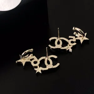 Replica Womens Jewelry Chanel Crystals CC Logo Star Earrings A39PP130 AA179275