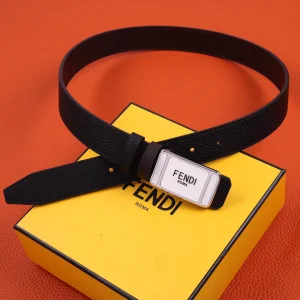 Replica Womens Belts Fendi Black Grained Leather Belt 30MM A175PP240 AA179880