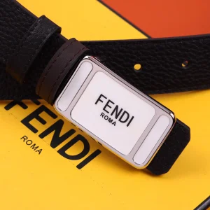 Replica Womens Belts Fendi Black Grained Leather Belt 30MM A175PP240 AA179880