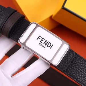 Replica Womens Belts Fendi Black Grained Leather Belt 30MM A175PP240 AA179880