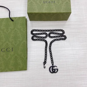 Replica Womens Belts Gucci GG Marmont Chain Belt in Black A175PP240 AA179872