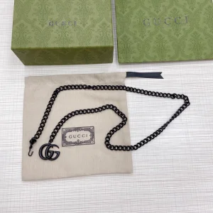 Replica Womens Belts Gucci GG Marmont Chain Belt in Black A175PP240 AA179872