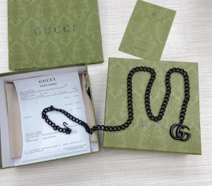 Replica Womens Belts Gucci GG Marmont Chain Belt in Black A175PP240 AA179872
