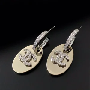 Replica Womens Jewelry Chanel Crystals CC Oval Earrings A39PP130 AA179759
