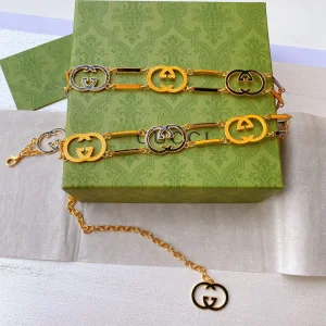 Replica Womens Belts Gucci Multi Inlocking G Link Belt Gold A175PP240 AA180102