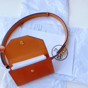 Replica Womens Belts Hermes Kelly Pocket 18 Leather Belt in Brown A175PP380 AA180111
