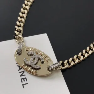 Replica Womens Jewelry Chanel Crystals CC Oval Chain Necklaces A39PP150 AA179927