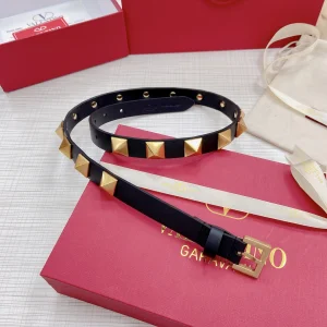 Valentino Roman Stud Leather Belt Black 20MM 