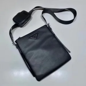 Replica Mens Handbags Prada Black Leather Messenger Bag 22x26CM A104PP780 AA182136