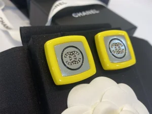 Replica Womens Jewelry Chanel Crystal CC Square Earrings Yellow A39PP140 AA182081