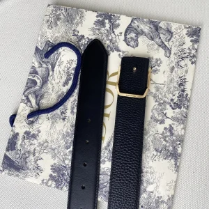 Replica Womens Belts Dior 2022 D Buckle Black Leather Belt 35MM A175PP240 AA183058