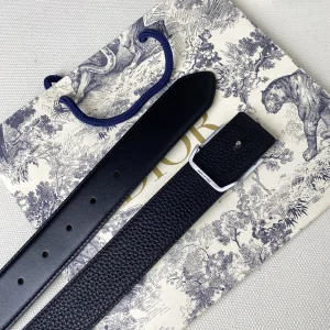 Replica Womens Belts Dior 2022 D Buckle Black Leather Belt 35MM A175PP240 AA183059