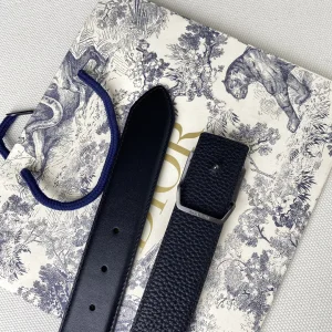 Replica Womens Belts Dior 2022 D Buckle Black Leather Belt 35MM A175PP240 AA183060
