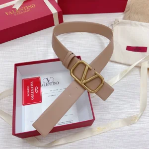 Replica Womens Belts Valentino Vlogo Leather Belt in Beige 40MM A175PP240 AA183362