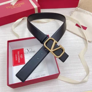 Replica Womens Belts Valentino Vlogo Leather Belt in Black 40MM A175PP240 AA183358
