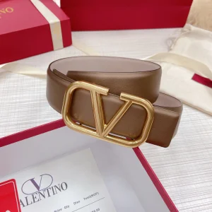 Replica Womens Belts Valentino Vlogo Leather Belt in Khaki 40MM A175PP240 AA183357