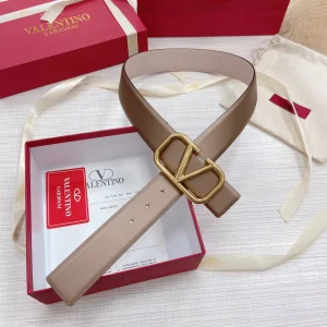 Replica Womens Belts Valentino Vlogo Leather Belt in Khaki 40MM A175PP240 AA183357