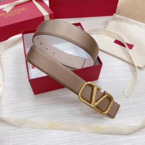 Replica Womens Belts Valentino Vlogo Leather Belt in Khaki 40MM A175PP240 AA183357