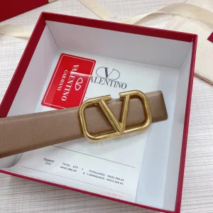 Replica Womens Belts Valentino Vlogo Leather Belt in Khaki 40MM A175PP240 AA183357