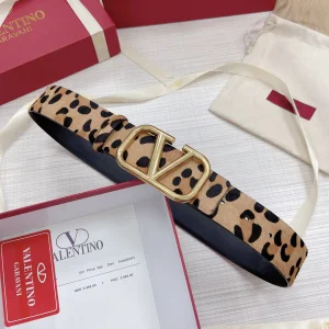 Valentino Vlogo Leather Belt Leopard Black 40MM 