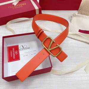 Replica Womens Belts Valentino Vlogo Leather Belt in Orange 40MM A175PP240 AA183360