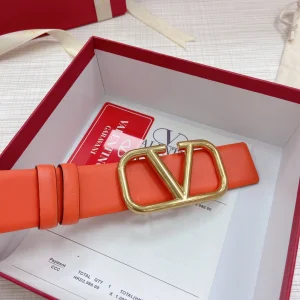 Replica Womens Belts Valentino Vlogo Leather Belt in Orange 40MM A175PP240 AA183360