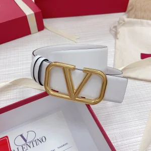 Replica Womens Belts Valentino Vlogo Leather Belt in White 40MM A175PP240 AA183361