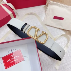 Valentino Vlogo Leather Belt White Black 40MM 
